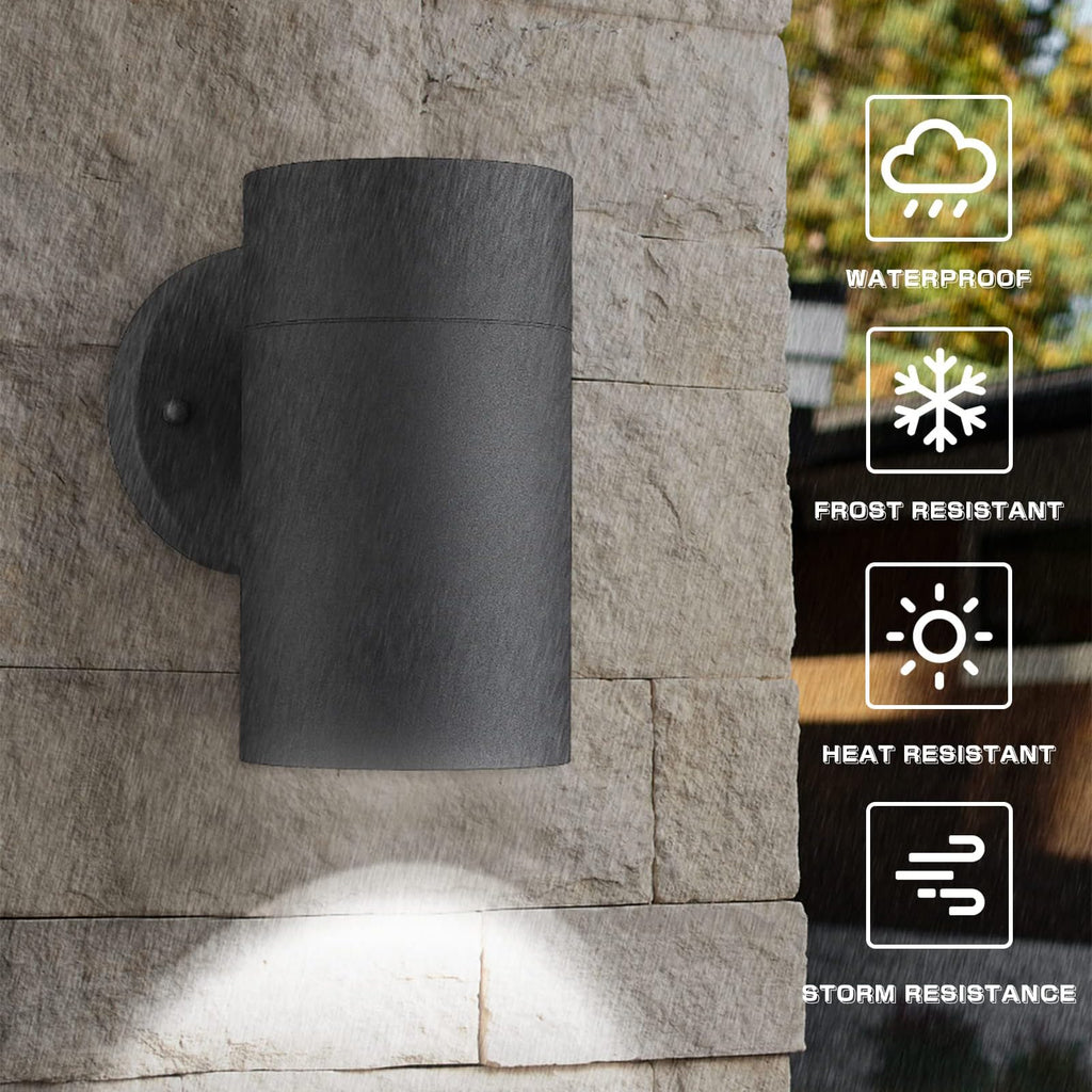 Modern Outdoor Wall Sconce Lights, Cylinder, Black, 2 Pack