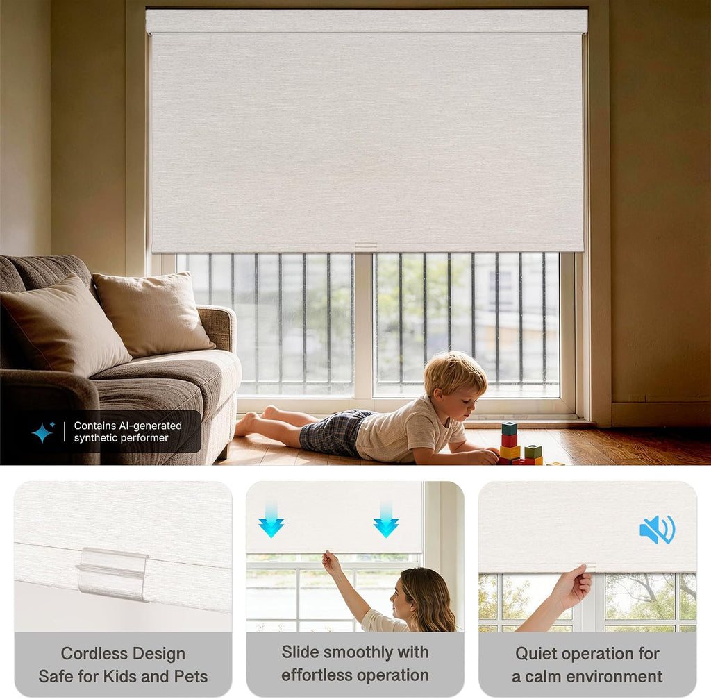 Blackout Roller Shades with Valance,White,22" W X 72" H