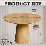 Wood Round Dining Table, 43" Round Pedestal Dining Table with Stable Base, Mid Century Modern Minimalist Circle