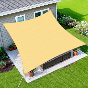 Sun Shade Sail 16'X20' Curved Edge Outdoor Shade Canopy Sand Breathable 95% UV Block Shade Cloth Garden Backyard (We