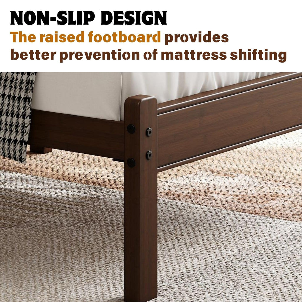 14 Inch Solid Bamboo Wood King Size Bed Frame with Headboard