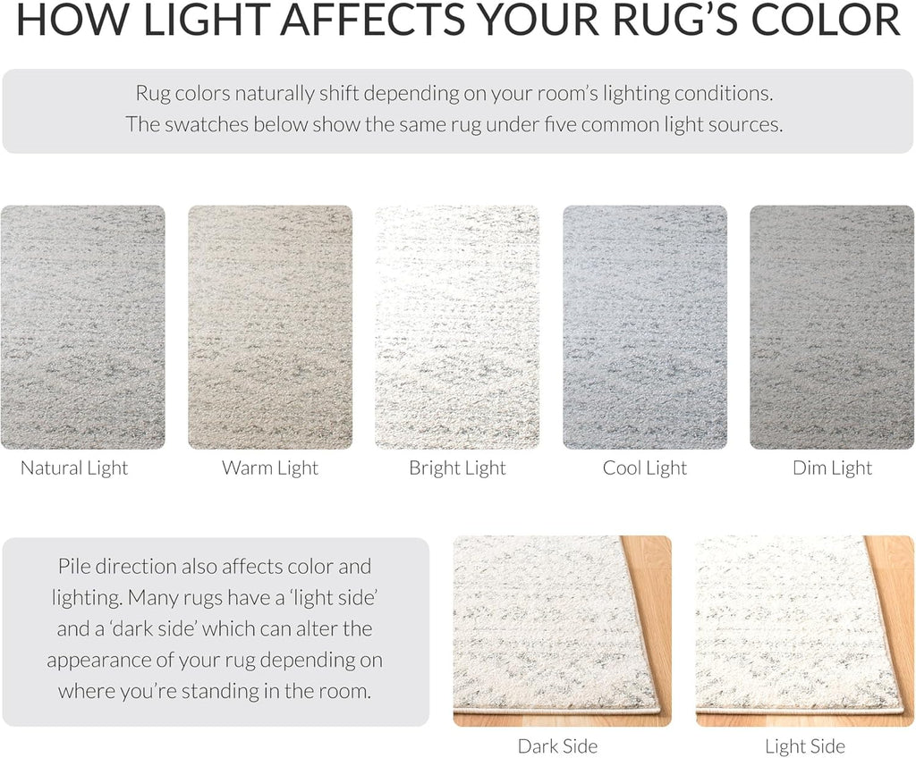Area Rug 12x15 - Tulum - Large - Ivory & Grey, Moroccan Boho Tribal Design, Non-Shedding & Easy to Clean