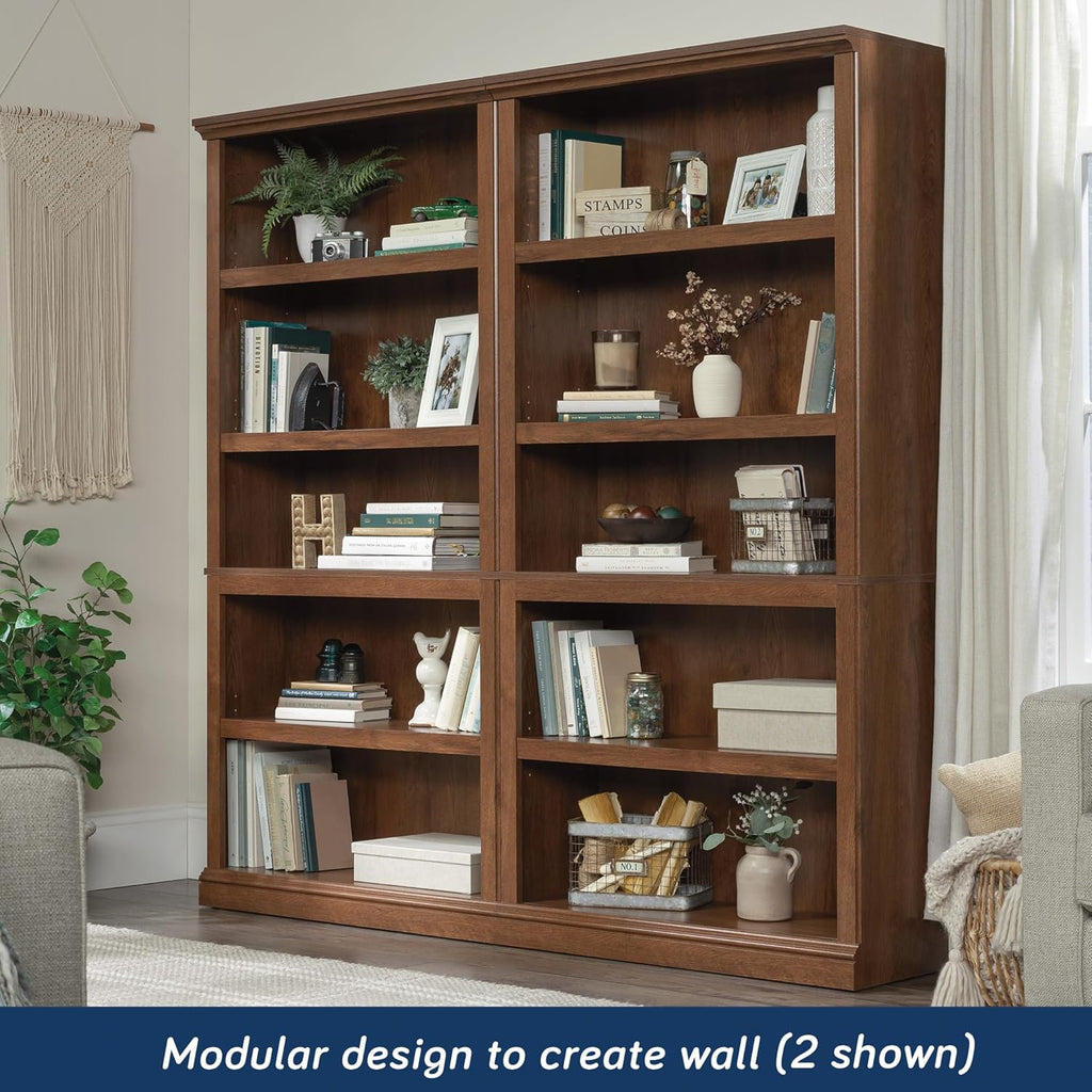 5-Shelf Split Bookcase/ Book shelf, Oiled Oak finish