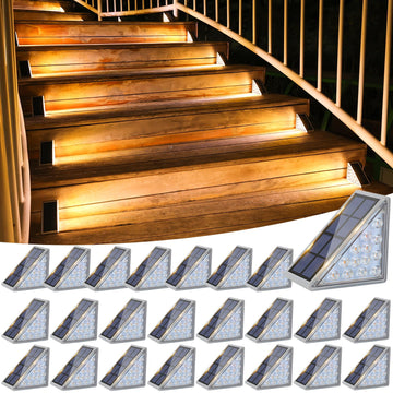 Solar Stair Lights 24 Pack, Solar Step Lights Outdoor Waterproof