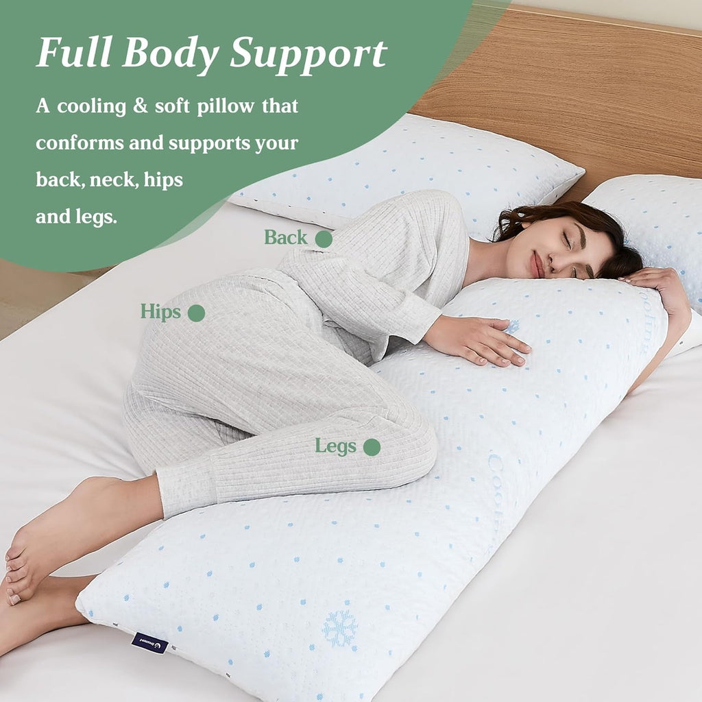Cooling Body Pillow Shredded Memory Foam with Pillowcase for Adult | Adjustable Foam Pregnancy Long Full Bed Body