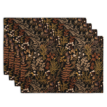 Fall Botanical Placemats Set of 4 Vintage Fern Leaf Autumn Place Mats Thanksgiving Farmhouse Heat Resistant Washable