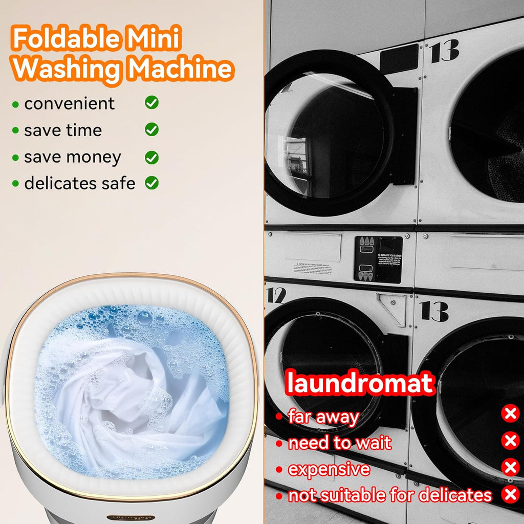 Portable Washing Machine, Folding 20L Mini Washer and Spin-Dryer, 3 Cleaning Modes & Deep Cleaning Small Compact