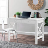 Computer Desk Study, Modern Simple 40 Inches Desk with Drawers, Makeup Vanity Console Table, White