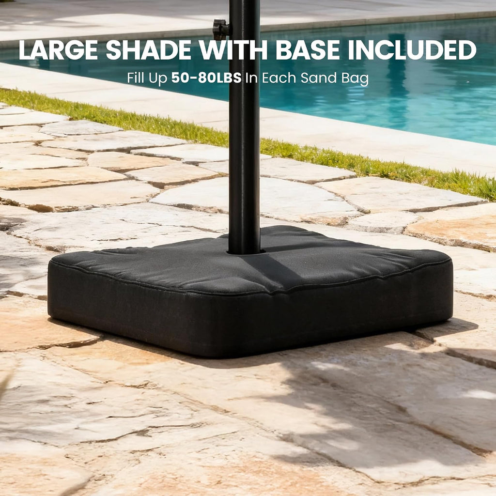 10FT Patio Umbrella with Base Included, Cantilever Offset Outdoor Patio Umbrella with 360° Rotation & Infinite Tilt