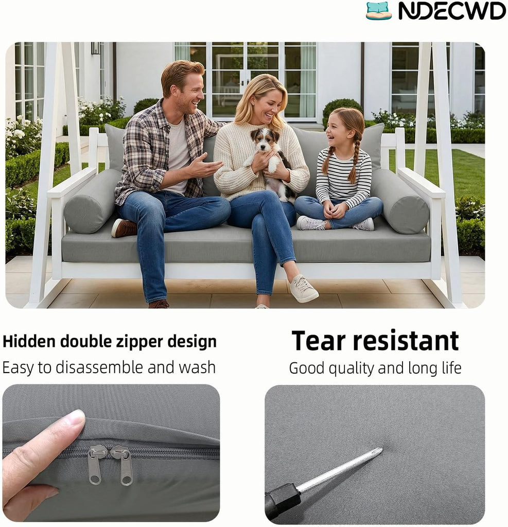 Twin Size Daybed Cushion Cover, Water-Repellent Porch Swing Mattress Cover (Fits 6" Depth), Heavy-Duty UV Resistant