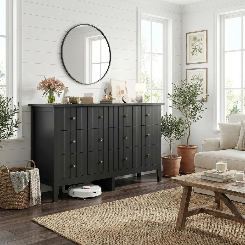 Modern 6 Drawer Double Dresser with Deep Drawers, Chest of Drawers with Wide Toptable, Wide Storage Organizer Cabinet
