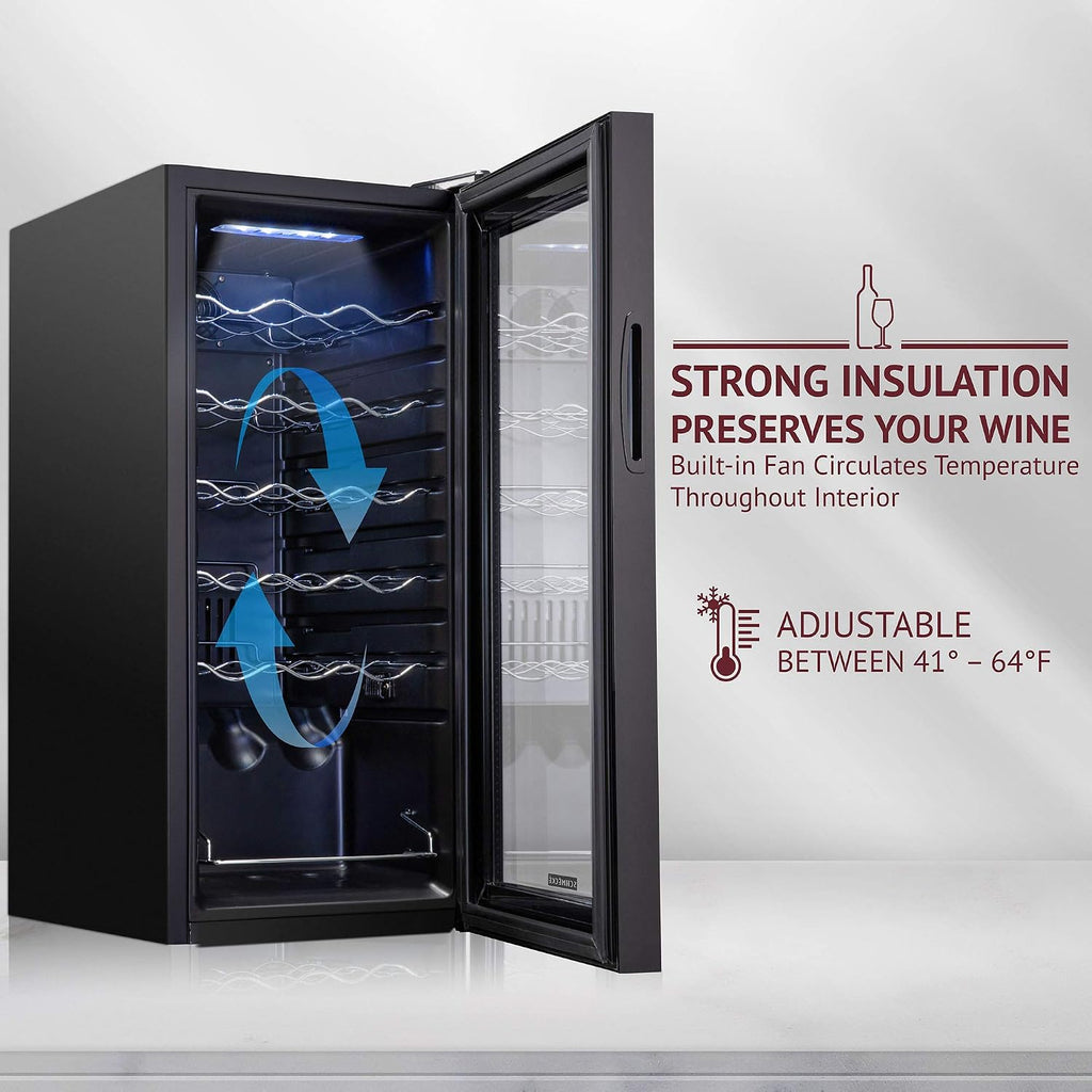 18 Bottle Compressor Wine Cooler Refrigerator w/Lock - Large Freestanding Wine Cellar - 41f