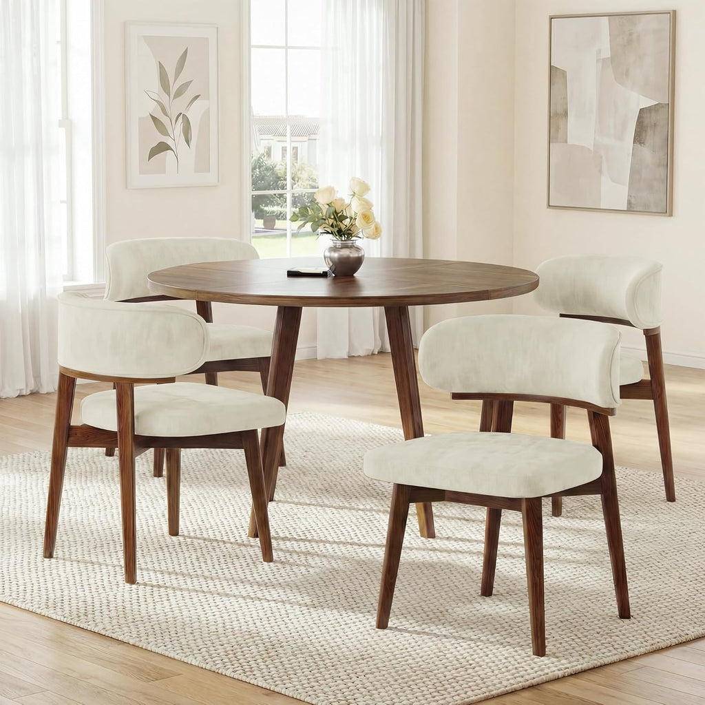 Dining Chairs Set of 2, Modern Upholstered Dining Chairs, Wooden Kitchen Chairs for Dining Room with Ergonomic Curved
