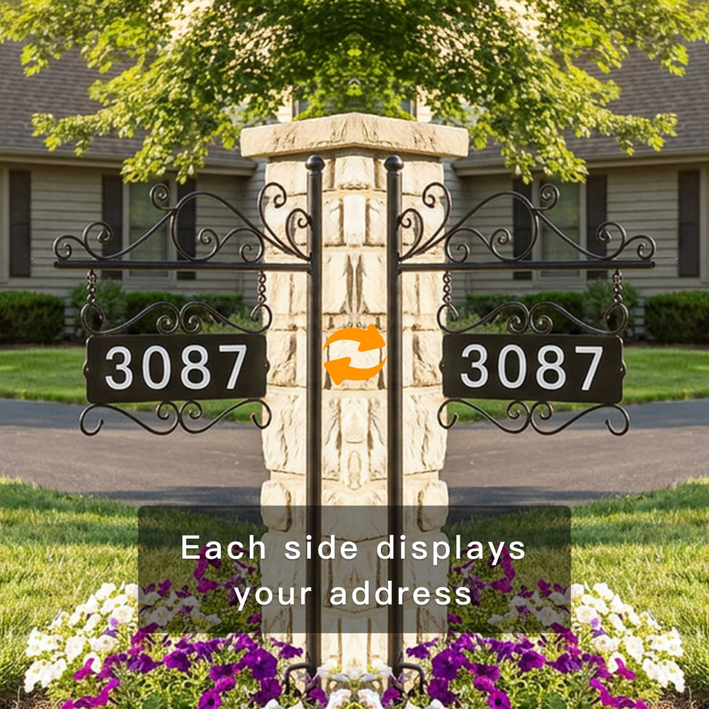Metal Address Sign, Home Numbers Plaque, Address Post Sign Double-Sided