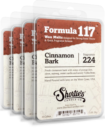 Cinnamon Bark Premium Wax Melts 4 Pack - 12 Oz., Strong & Long Lasting, Non-Toxic - Made with Essential & Natural