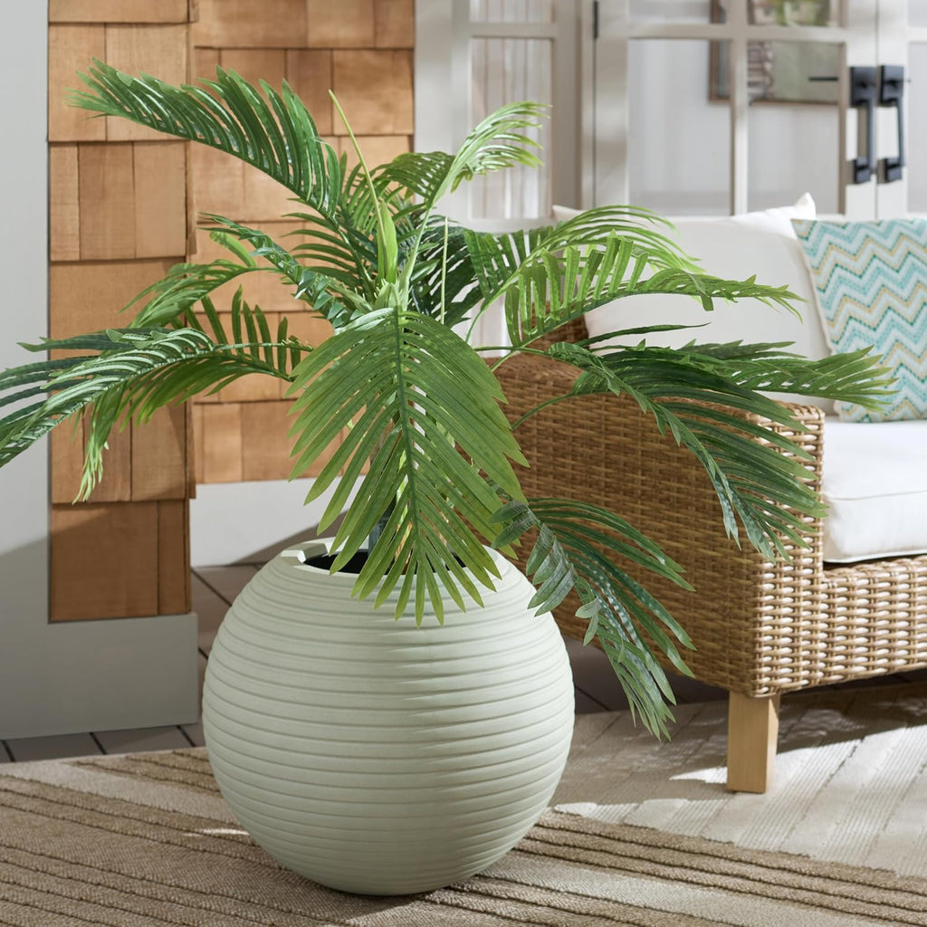 Outdoor Patio Furniture Collection - Mora Sage Ficonstone Planter Pot, Fully Assembled Decorative Outdoor Planter