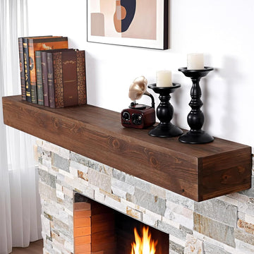 54 inch - Handcrafted Rustic Solid Wood Mantel Floating Mantle Shelves Decor for Wall, Bedroom, TV, Books