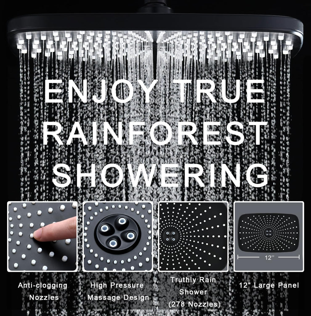 High Pressure Rain Shower Head: Upgrade Shower Heads with Handheld Spray Combo with Fixed Showerhead and 10 Sprays
