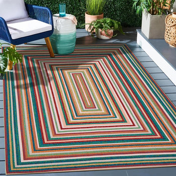 Multicolor Washable Outdoor Rug 8' x 10', Colorful, Stain Resistant, Easy Clean, Waterproof, Durable