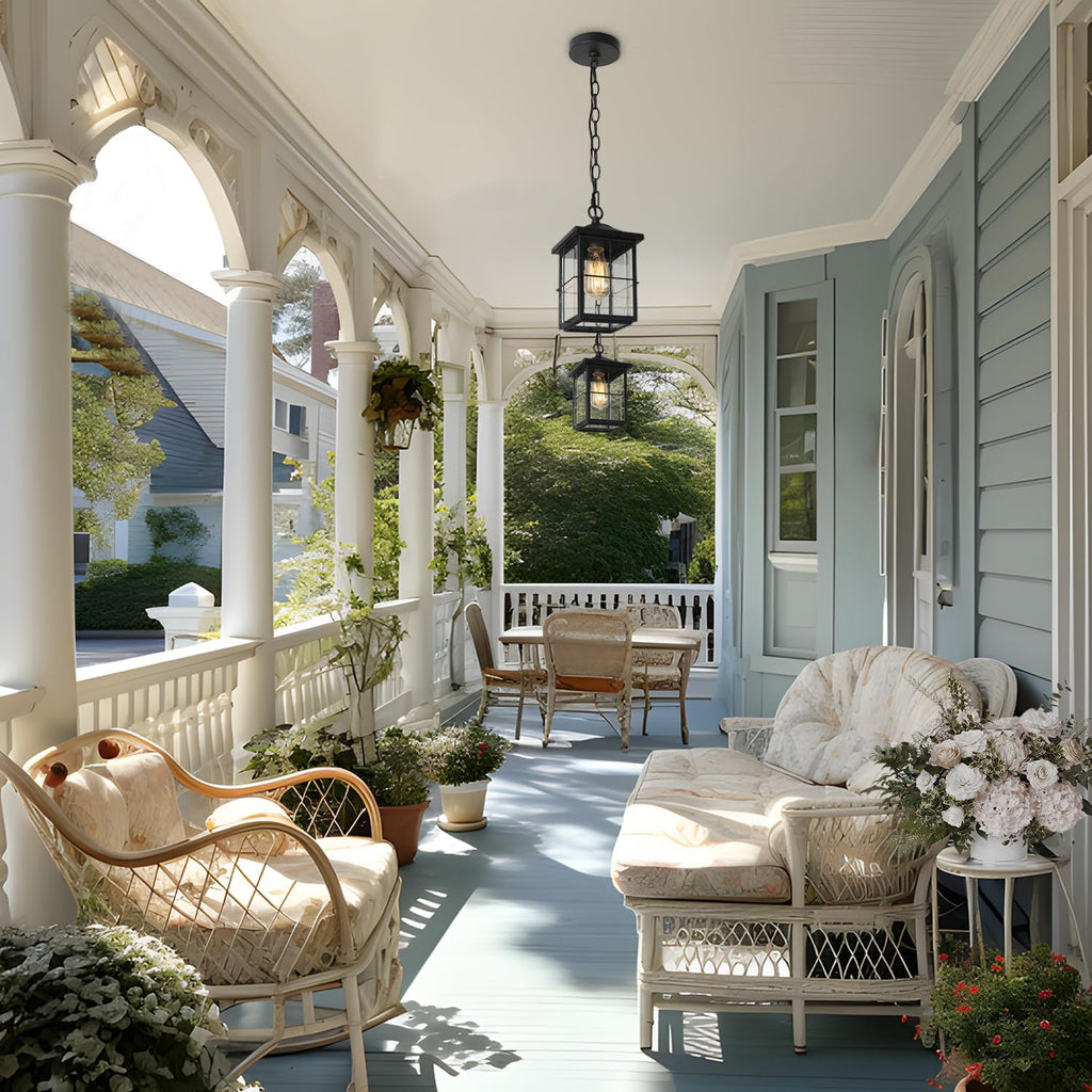 Outdoor Pendant Light Fixture, Farmhouse Exterior Hanging Lights with Adjustable Chain