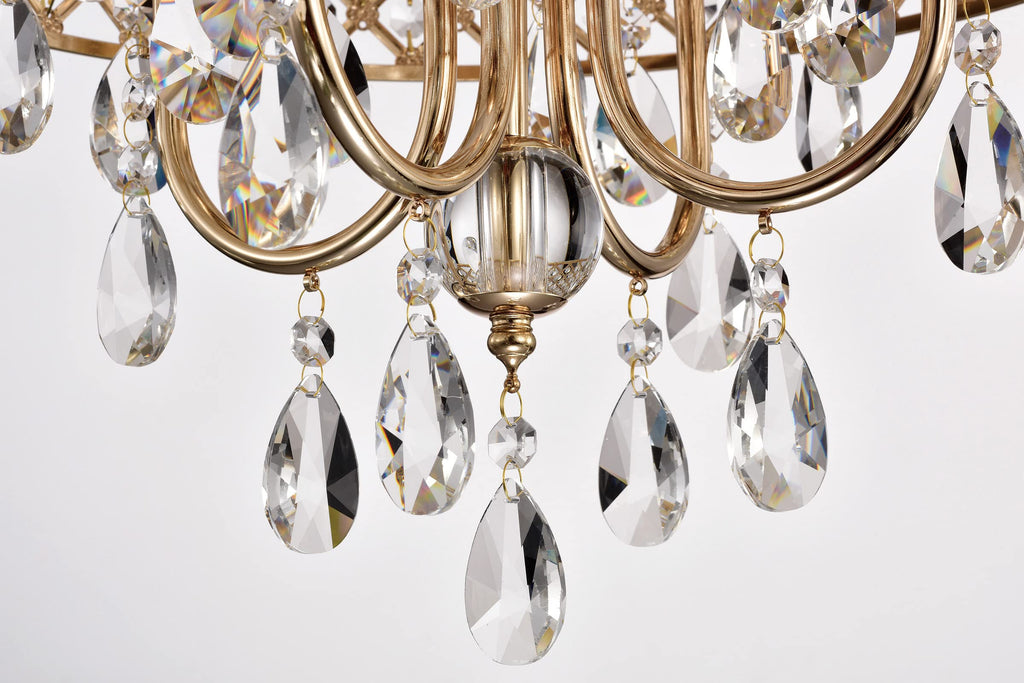Marya 4-Light Round Crystal Chandelier Ceiling Fixture | Beaded Drum Shade (Gold)