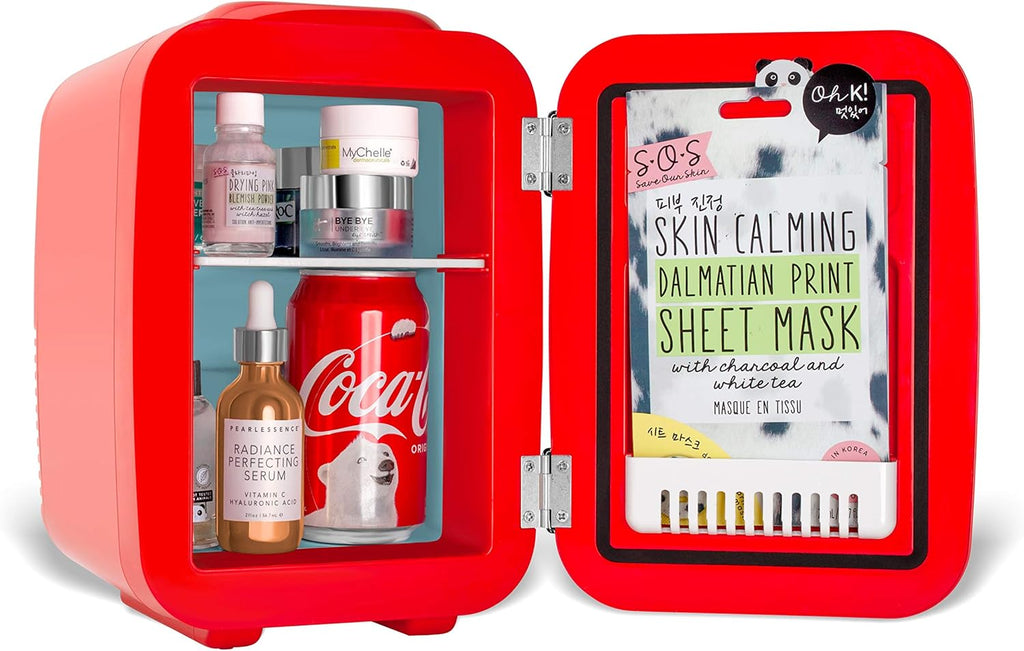 Retro Mini Fridge for Bedroom - Car, Office Desk & College Dorm Room - 4L/6 Can 12V Portable Cooler & Warmer for Food