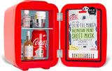 Retro Mini Fridge for Bedroom - Car, Office Desk & College Dorm Room - 4L/6 Can 12V Portable Cooler & Warmer for Food