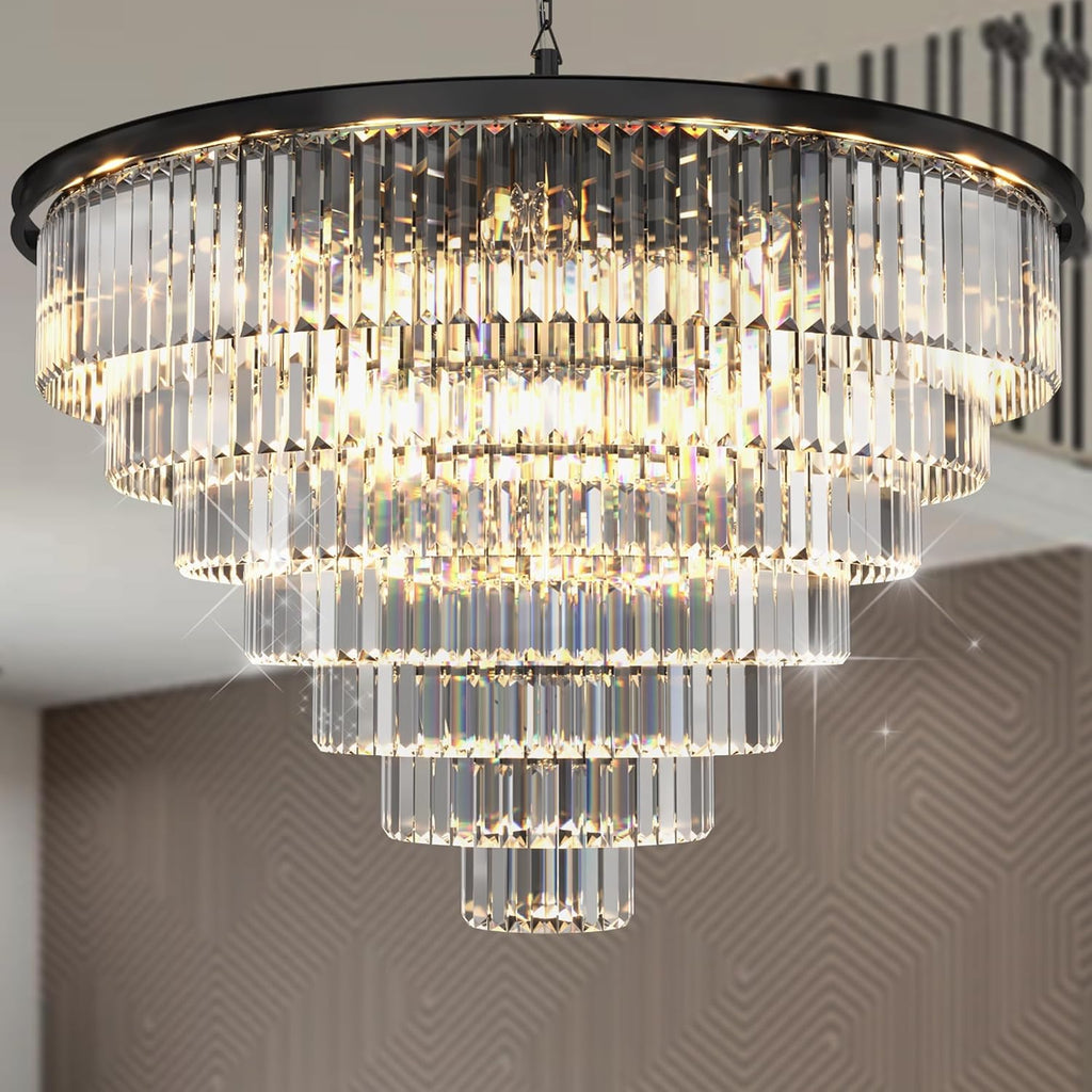 24 Lights Empress Crystal Chandelier Lighting Modern Contemporary Chandeliers Pendant Ceiling Lamp Lights Fixture 7-Tier for Dining Room Living Room Hotel Showroom W39.4 A107-B07CWL4HRD