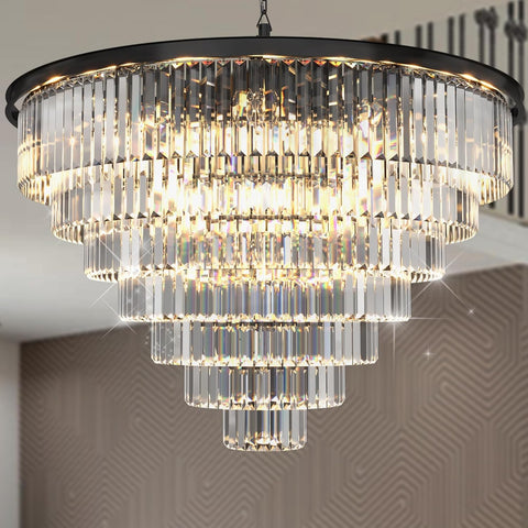 24 Lights Empress Crystal Chandelier Lighting Modern Contemporary Chandeliers Pendant Ceiling Lamp Lights Fixture 7-Tier for Dining Room Living Room Hotel Showroom W39.4 A107-B07CWL4HRD