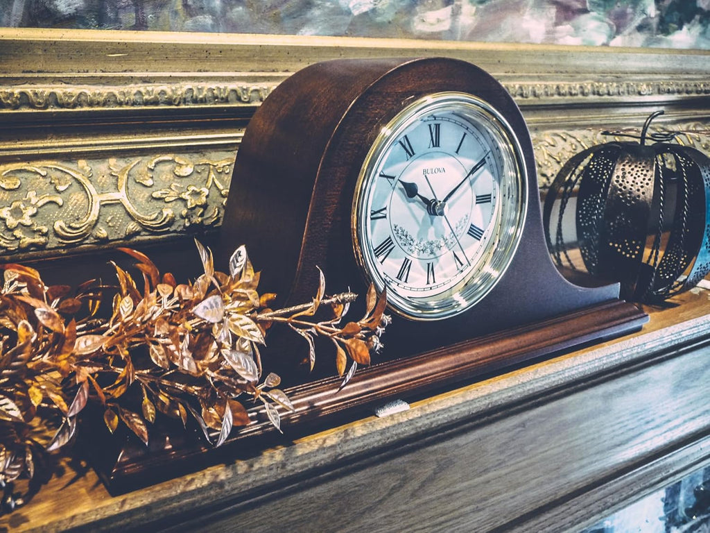 Bulova B1929 Bulova Annette I Chiming Mantel Clock, Model B1929 - Classic Mahogany Finish - Westminster Melody on the Hour - Battery...