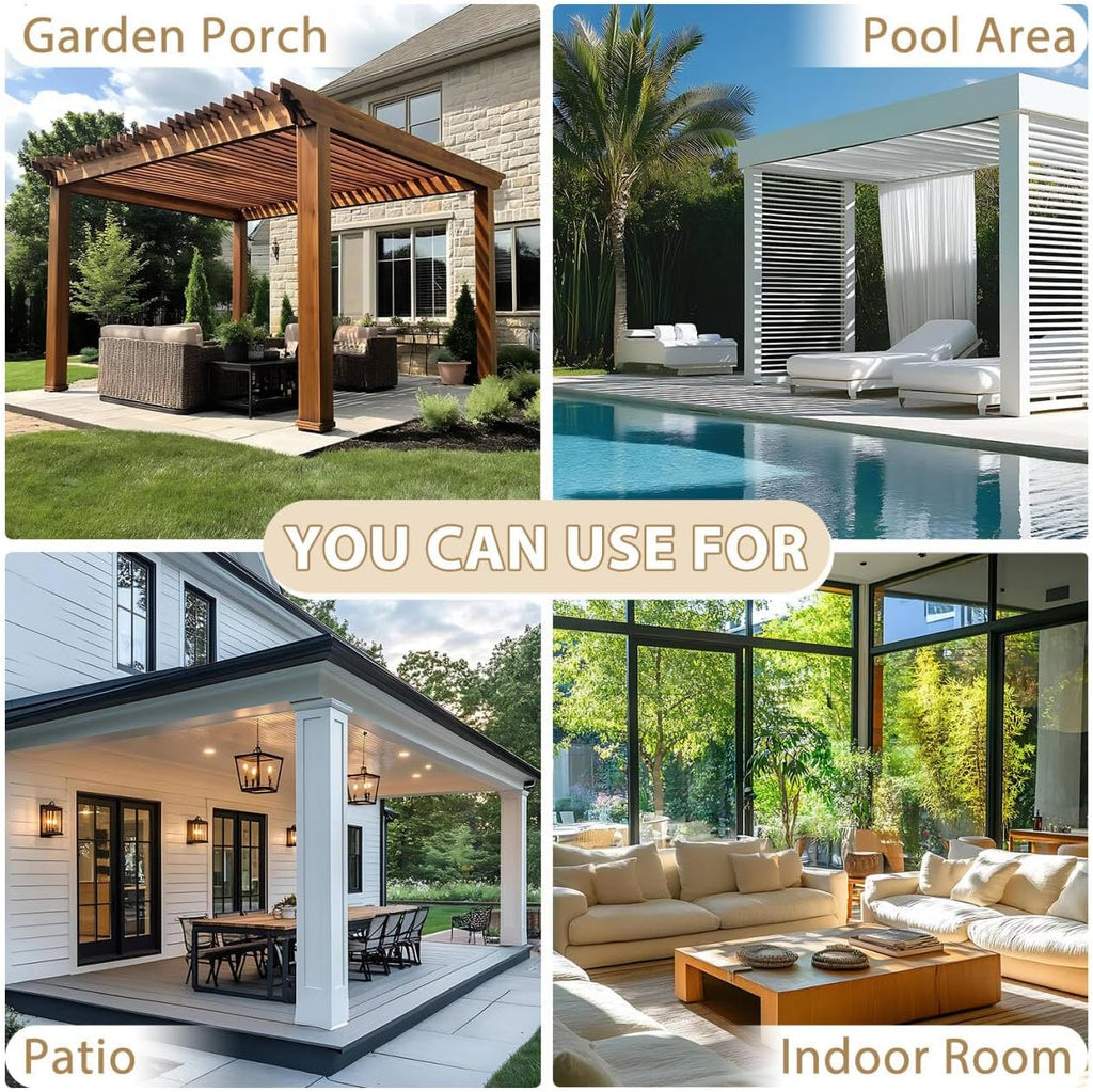 Waterproof Outdoor Curtains with Zipper Extra Long Top & Bottom Grommet Thermal Privacy Drapes 2 Panels Gazebo