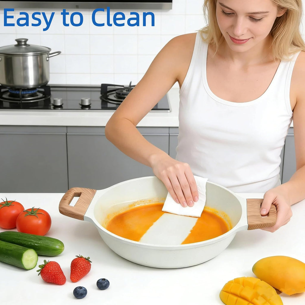 25Pcs Ceramic Cookware Set, Nonstick & Non-Toxic Healthy Pots and Pans, Heat-Resistant Handles, Induction Cookware