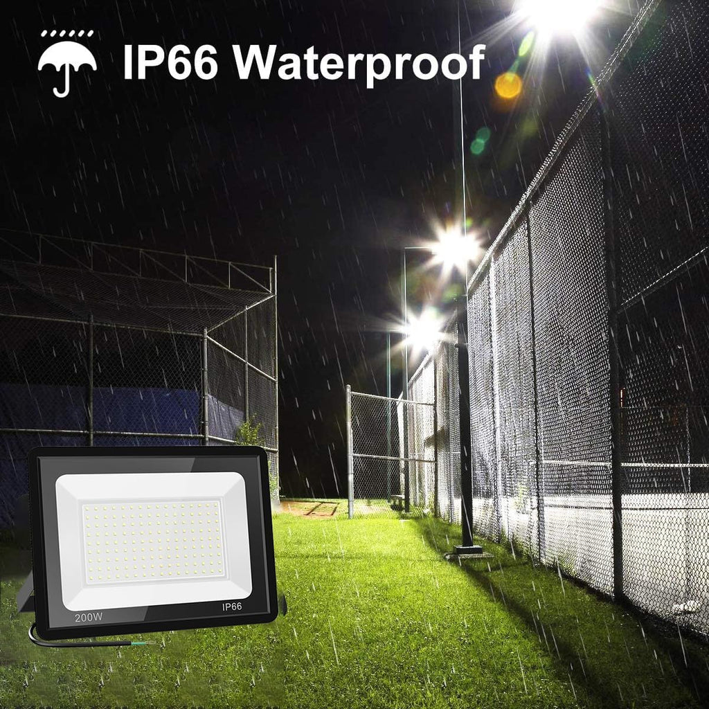 200W LED Flood Light Bulbs 2 Pack, Outdoor Waterproof IP66, 6000K Daylight White, Exteriores Security Floodlights for