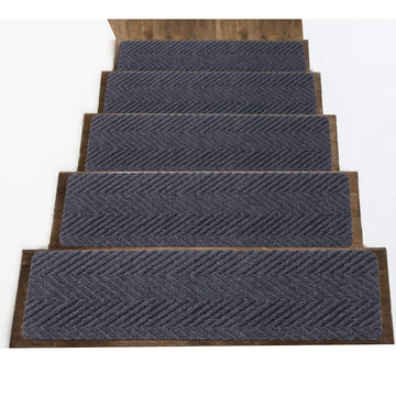Indoor and Outdoor Carpet - 32" x 8" Non-Slip Carpet for Wooden Steps - Rubber Stair Tread Mats - Stair Rugs Anti