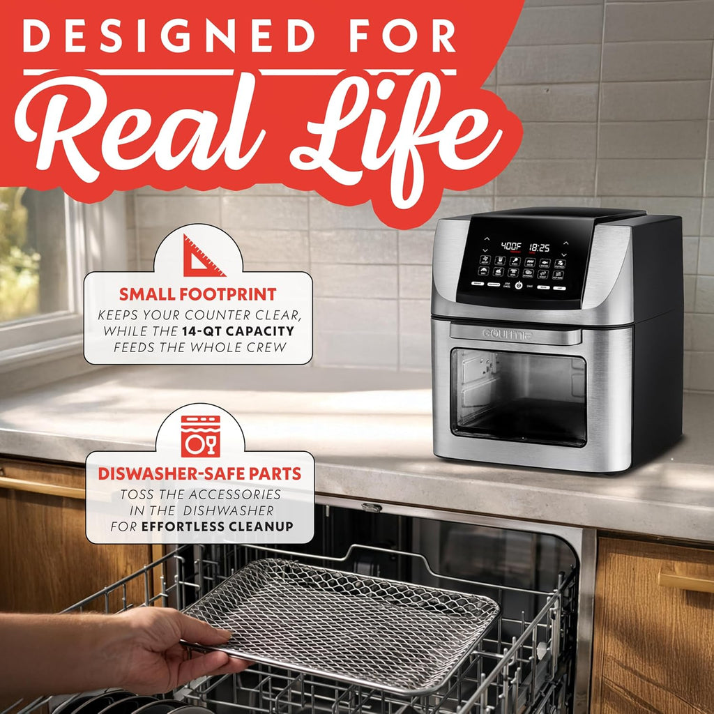 Air Fryer - 14 Qt All-in-One Rotisserie Oven with Digital Display, 12 Presets, Roast, Bake, Broil, Dehydrate