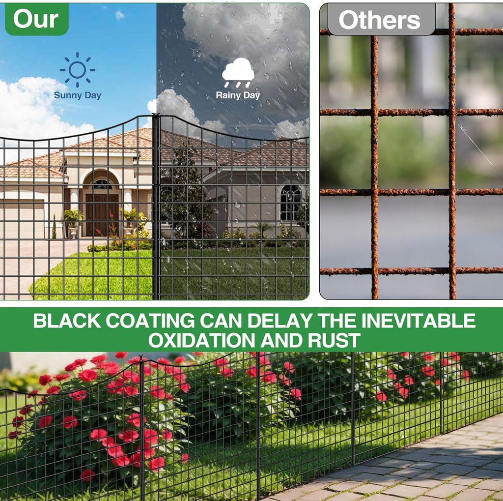 10 Panels Garden Fencing Animal Barrier with Gate, 48 in(H) X 23.6 ft(L) Dog Fence Outdoor for Yard, No Dig Temporary