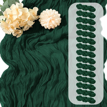 15 Pack Emerald Green Cheesecloth Table Runner 17 x 108 inch Cheese Cloth Table Runners 9ft Green Table Runner Rustic