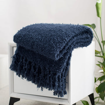 Soft Knit Throw Blanket for Couch with Tassels 60"x80"