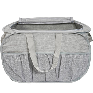 Collapsible Laundry Baskets with Lid, Foldable Laundry Basket with Pockets, Pop Up Laundry Hamper with Dual Handles