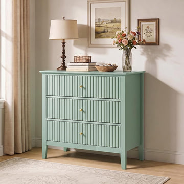 32" Large Nightstand with 3 Spacious Drawers, Wood Bedside Table