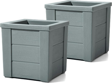 Lakewood Square Planter, Large Planters for Outdoor Plants, Gardening and Flower Pot or Porch, Efficient Drainage