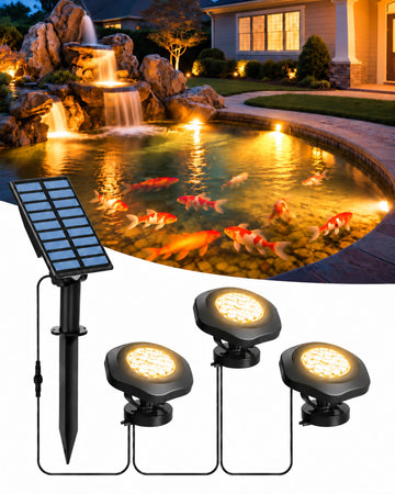 Pond Lights Waterproof IP68 Landscape Spot Lights, Warm White, 3-in-1