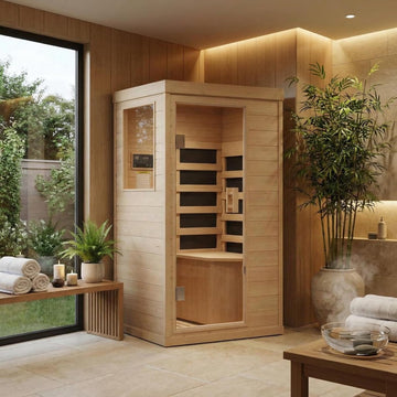 Far Infrared Sauna 1 Person Indoor Dry Sauna with Low EMF 1200W/110V Heaters Panels, Chromotherapy, MP3 Speaker