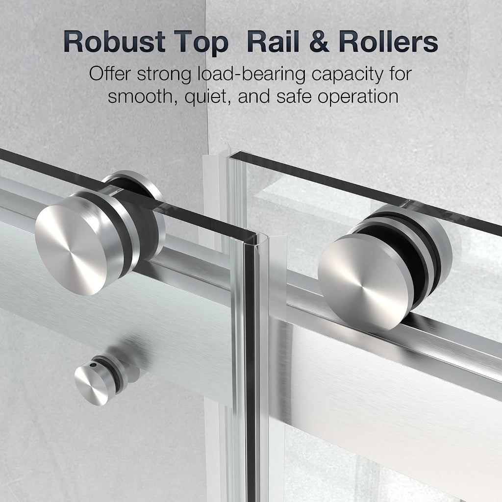 56-60” W x 76” H Bathroom Dual Sliding Frameless Shower Door