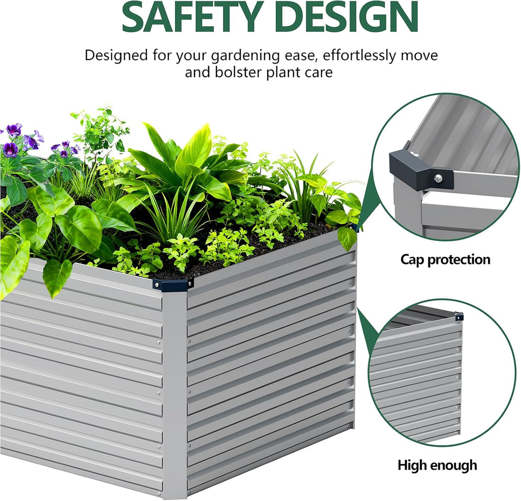 12x2x2ft Galvanized Raised Garden Bed,Metal Raised Beds Kit Silver
