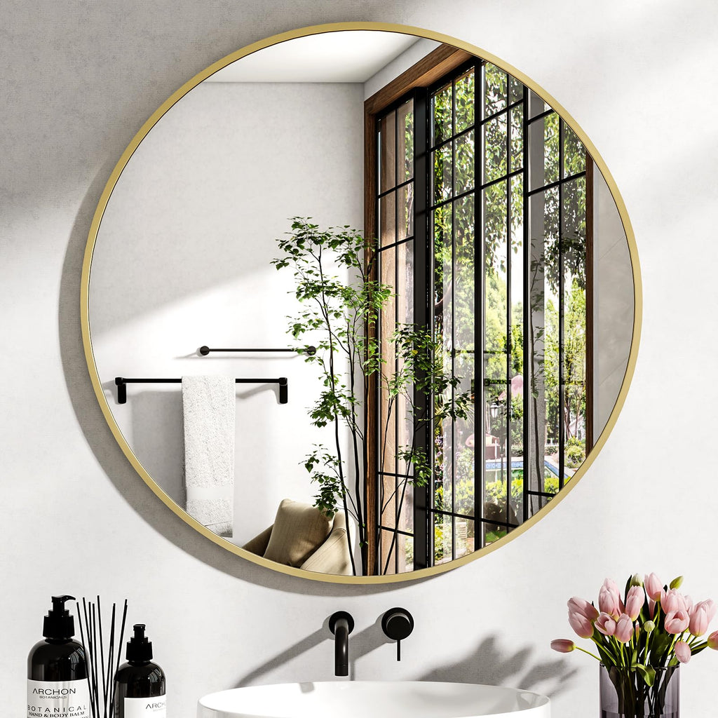 36 Inch Round Mirror-Gold Circle Mirrors