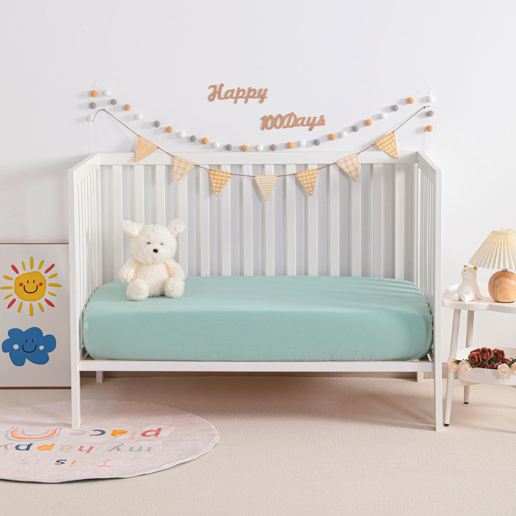 Mini Crib Muslin Fitted Sheets, 2 Pack, 24 x 38, Mint