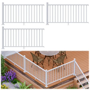 36 in x 6 ft Modular Aluminum Porch and Deck Railing Kit, White