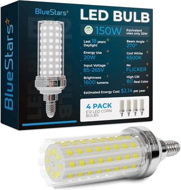 20W LED Corn Light Bulb 4.5in E12 Candelabra Base 150W Equivalent