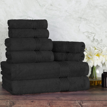BNM Egyptian Cotton 8 Piece Towel Set, Assorted Towels Bathroom, Master, Guest Bath, Decor Essentials, Includes 2